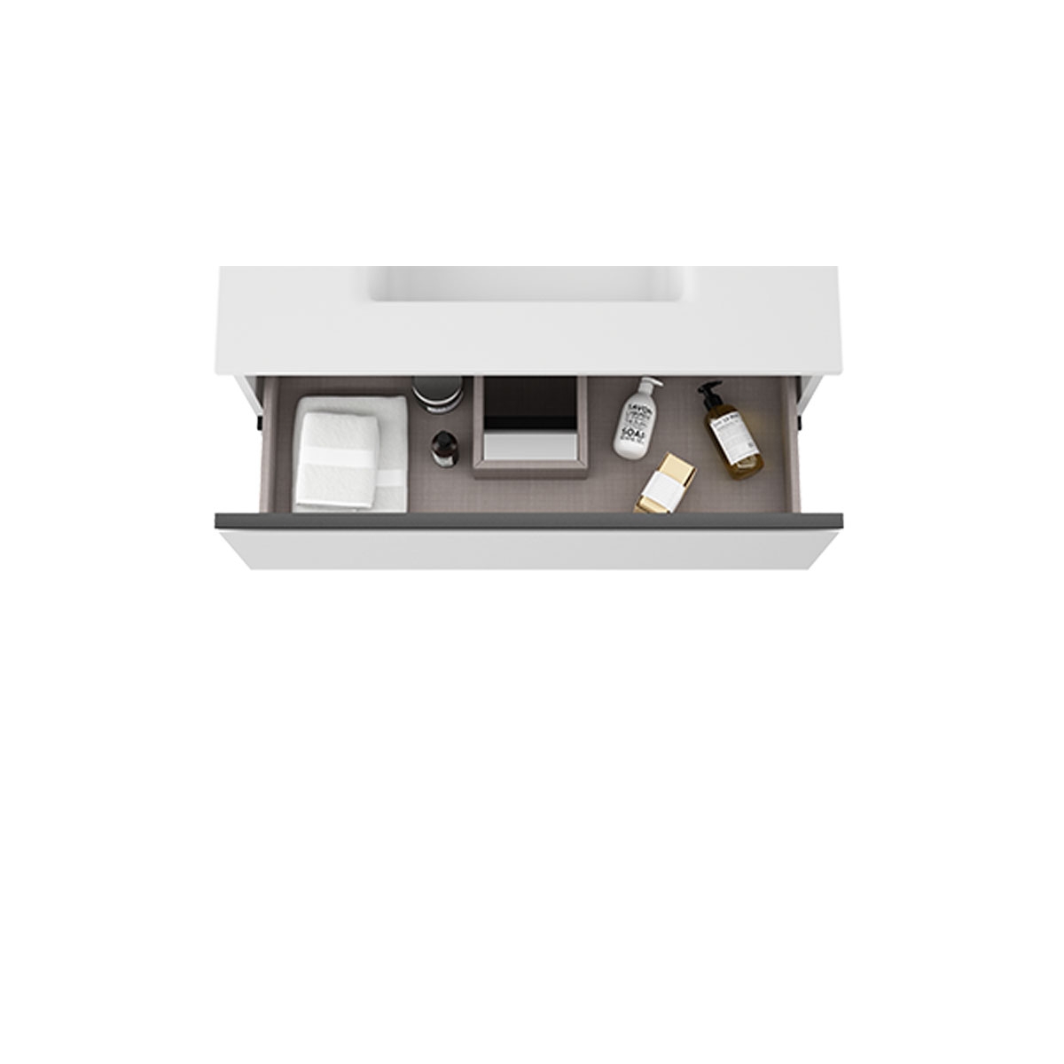Mueble de baño suspendido de 60 cm con lavabo sobre encimera color Blanco Ada Modelo Granada4