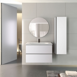 Meuble de salle de bain suspendu de 60 cm avec lavabo à poser en Ada White Granada Model
