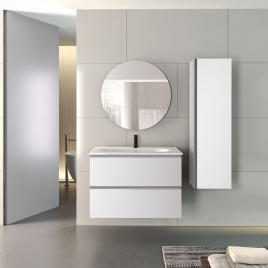 Foto de Mueble de baño suspendido de 60 cm con lavabo sobre encimera color Blanco Ada Modelo Granada