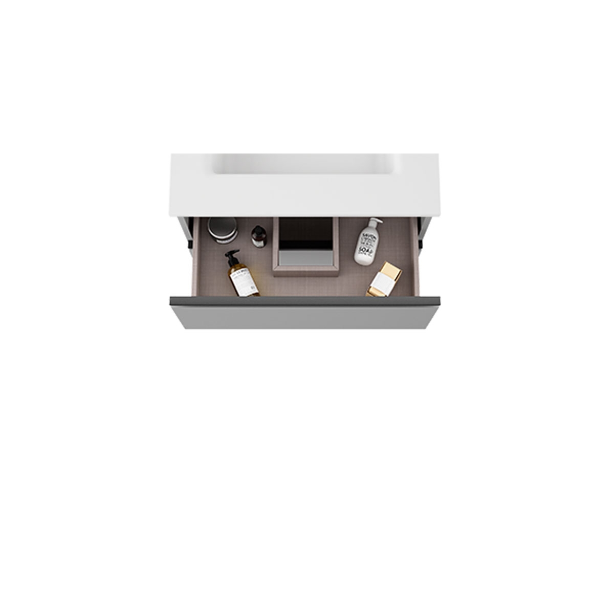 Mueble de baño suspendido de 60 cm con lavabo sobre encimera color griggio Modelo Granada0