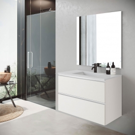 Foto de Mueble de baño suspendido de 80 cm con lavabo integrado color Blanco Ada Modelo Granada