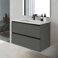 Mueble de baño suspendido de 80 cm con lavabo integrado color ceniza Modelo Granada3