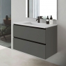 Meuble de salle de bain suspendu 80 cm avec lavabo intégré couleur frêne Modèle Granada3
