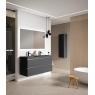 Mueble de baño suspendido de 80 cm con lavabo integrado color ceniza Modelo Granada4