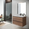 Mueble de baño suspendido de 80 cm con lavabo integrado acabado canela Modelo Granada3