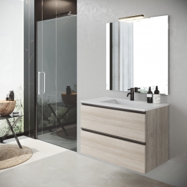 Meuble de salle de bain suspendu 80 cm avec lavabo intégré finition brute Modèle Granada