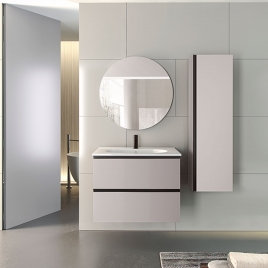 Foto de Mueble de baño suspendido de 100 cm con lavabo integrado acabado cotton Modelo Granada