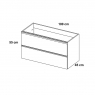 100 cm suspended bathroom furniture with countertop sink in White Ada Model Granada5