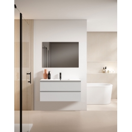 Foto de Mueble de baño suspendido de 100 cm con lavabo sobre encimera color Blanco Ada Modelo Granada