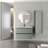 Mueble de baño suspendido de 100 cm con lavabo sobre encimera color musgo Modelo Granada1