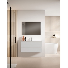 Meuble de salle de bain suspendu 120 cm avec lavabo intégré Ada White Granada Model