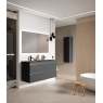 Mueble de baño suspendido de 120 cm con lavabo integrado color ceniza Modelo Granada5