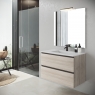 Mueble de baño suspendido de 120 cm con lavabo sobre encimera acabado crudo Modelo Granada2