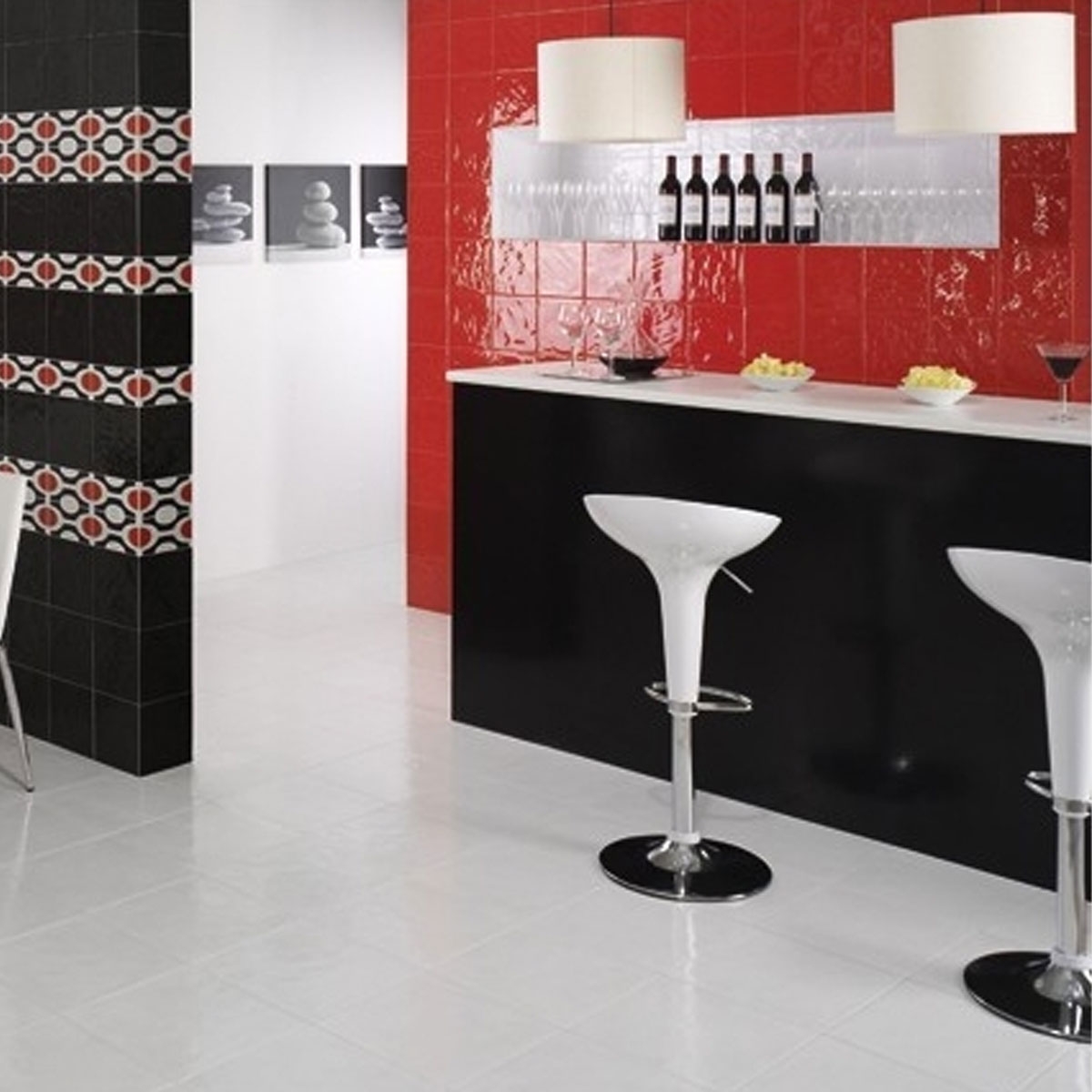 Vitta Black (Box 1 m2) - Red Paste Ceramic Tile Water Effect interior