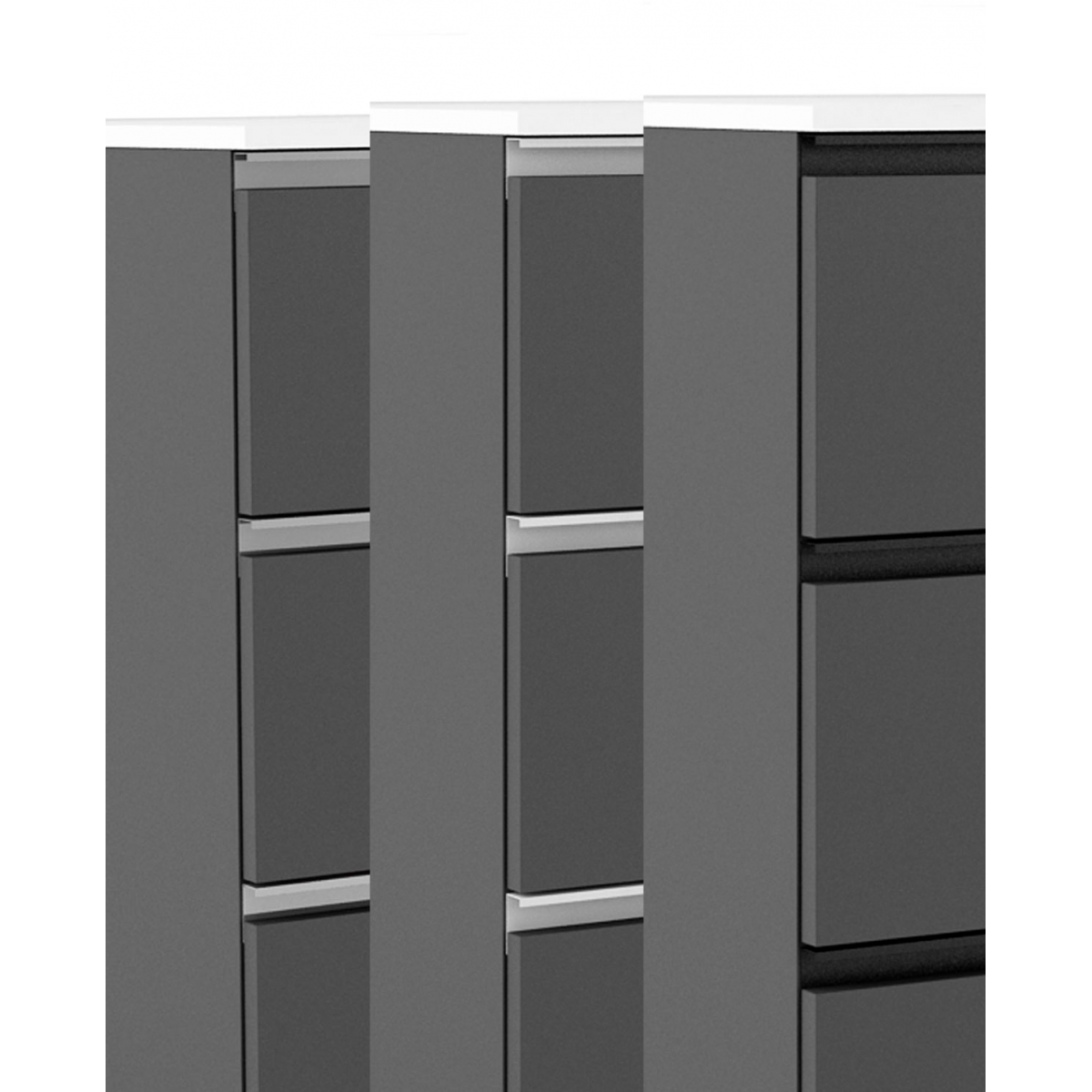 80 cm große Badezimmermöbel mit 2 Schubladen und integrierter Spülbecken-Aschefarbe Modell Granada3