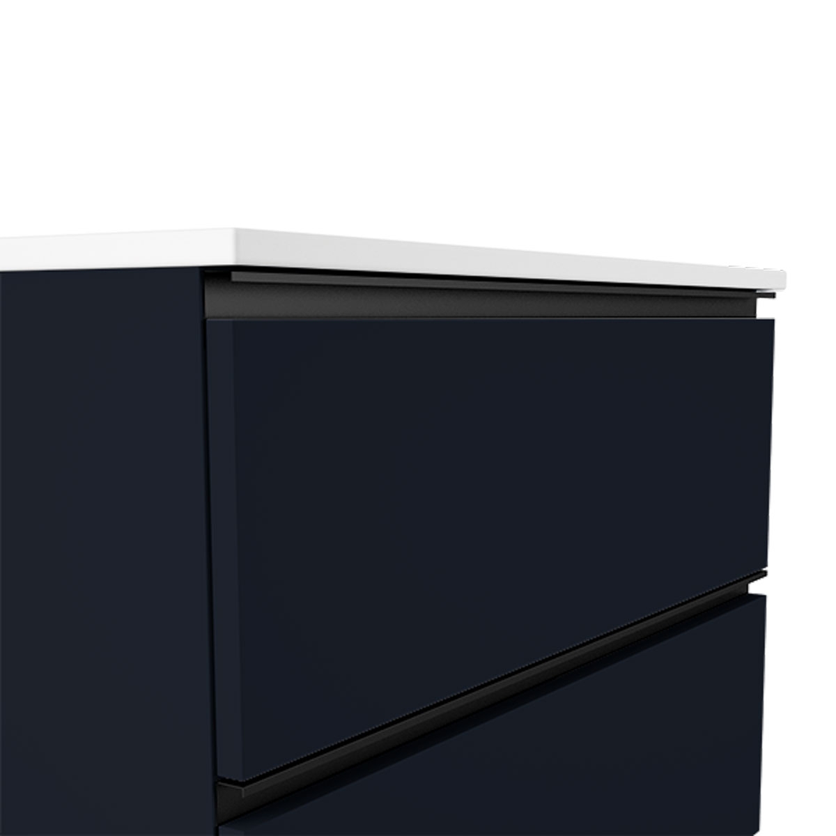 Meuble de salle de bain au sol de 80 cm avec 2 tiroirs avec lavabo à poser finition marine Modèle Granada3