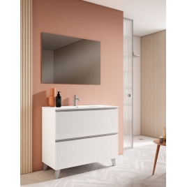 Mueble de baño de suelo de 80 cm con 3 cajones con lavabo integrado color Blanco Ada Modelo Granada