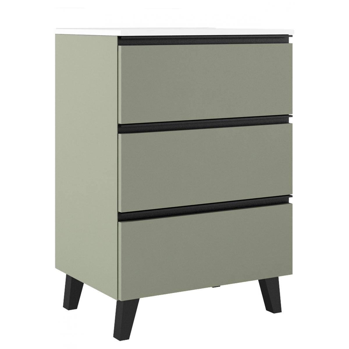 Meuble de salle de bain au sol de 80 cm avec 3 tiroirs avec évier en mousse intégré Modèle Granada0