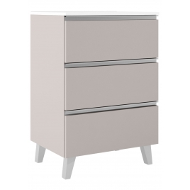 Foto de Mueble de baño de suelo de 80 cm con 3 cajones con lavabo integrado acabado cotton Modelo Granada