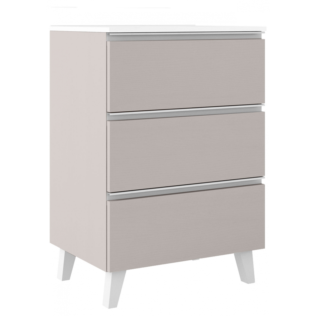 80 cm floor bathroom furniture with 3 drawers with integrated sink cotton finish Granada model w