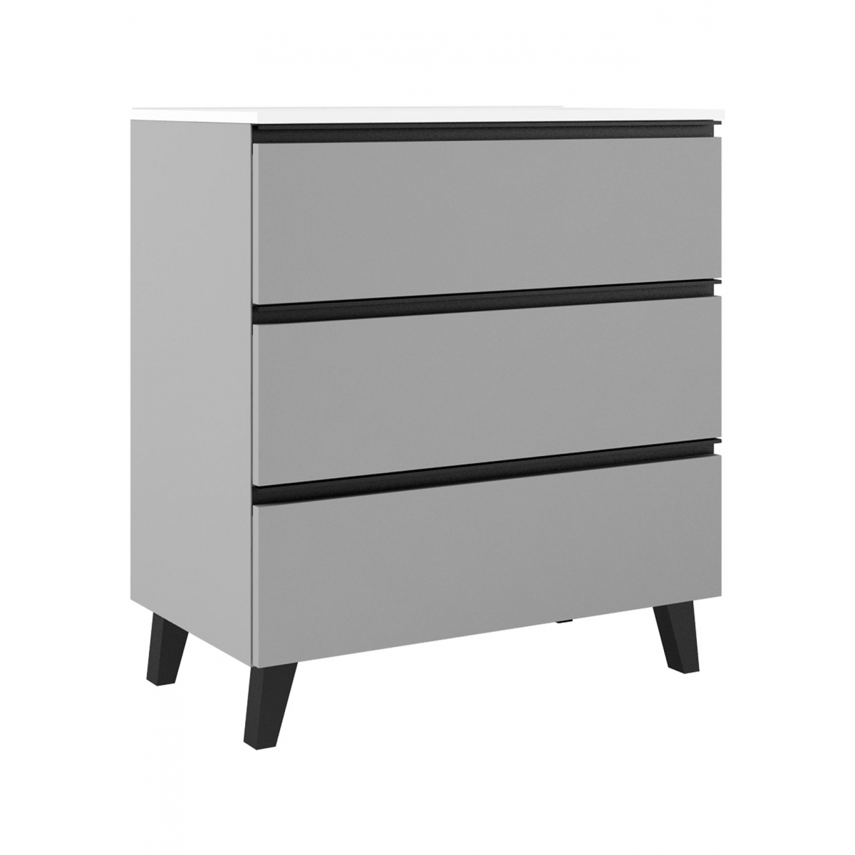 80 cm floor bathroom furniture with 3 drawers with integrated sink color griggio Model Granadar