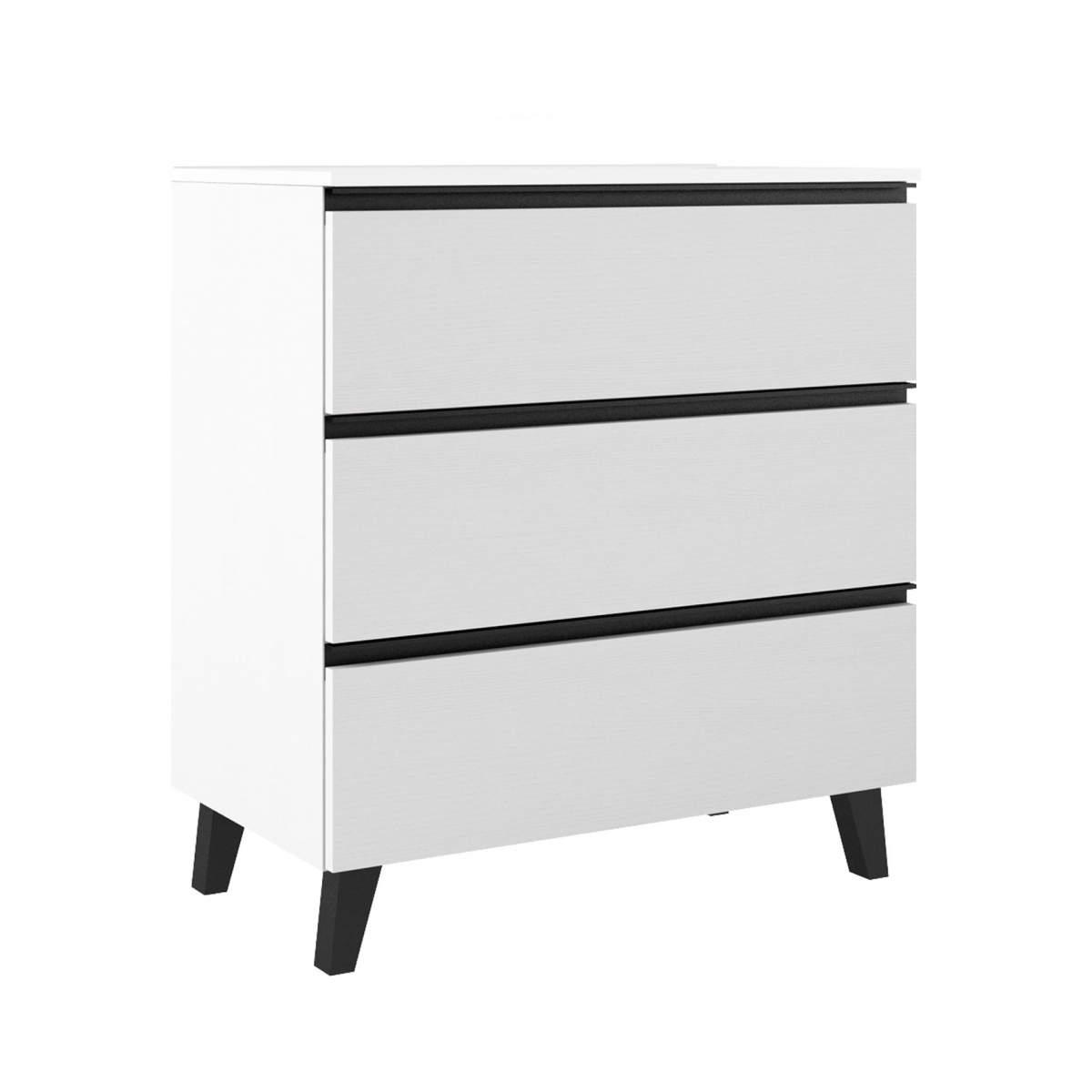 Mueble de baño de suelo de 80 cmm con 3 cajones lavabo sobre encimera color Blanco Ada Modelo Granada