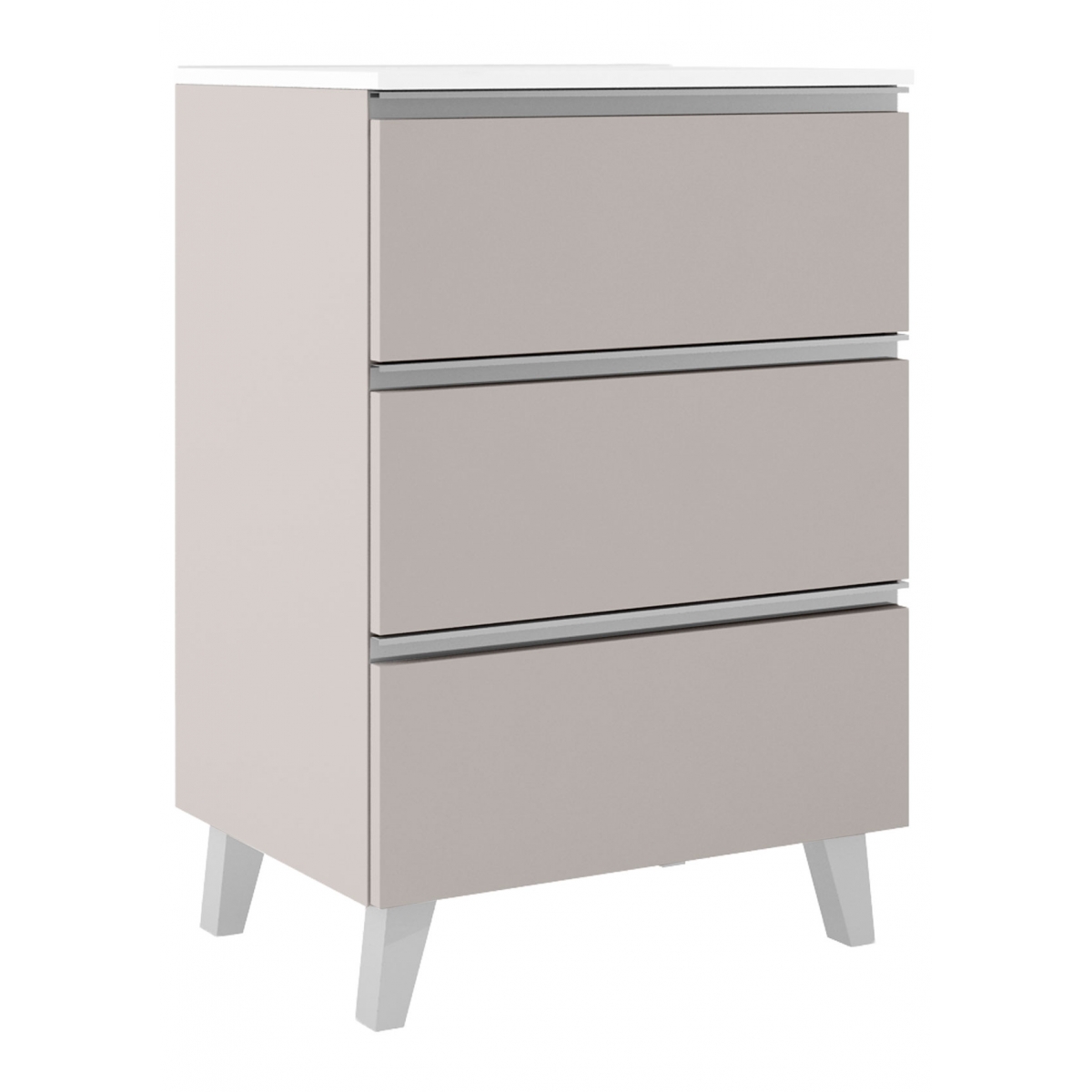 Mueble de baño de suelo de 80 cm con 3 cajones con lavabo sobre encimera acabado cotton Modelo Granada0