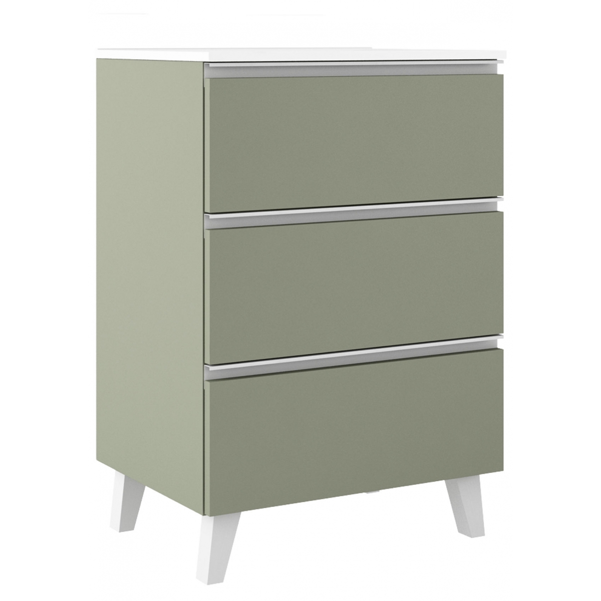 60 cm floor bathroom furniture with 3 drawers with integrated sink moss color Model Granada0