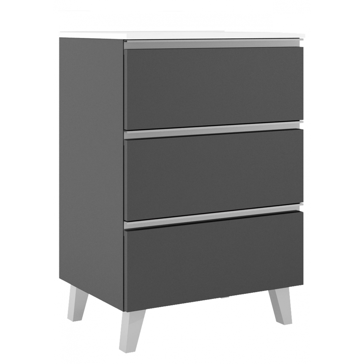 Mueble de baño de suelo de 60 cm de ancho con 3 cajones con lavabo integrado color ceniza Modelo Granadat