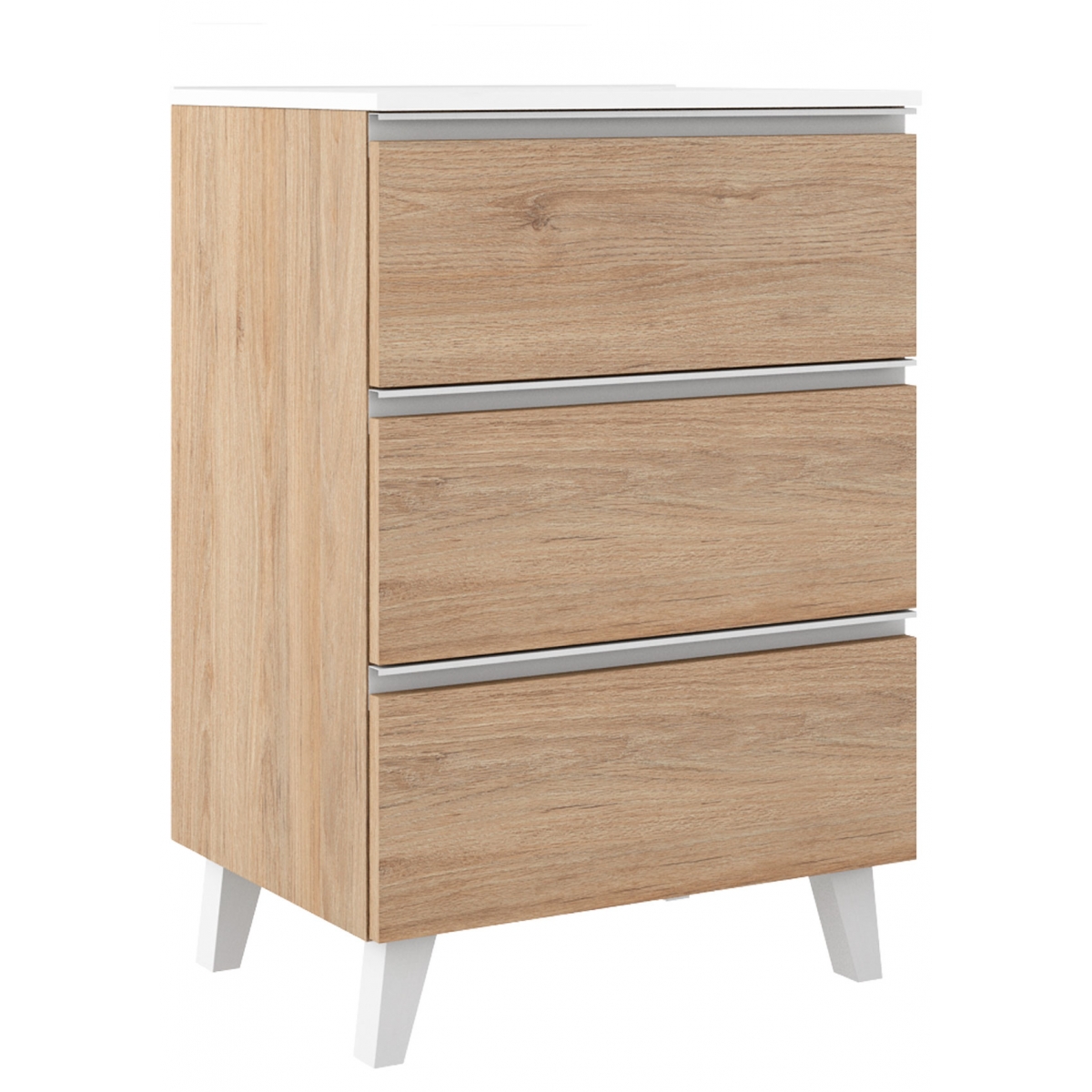 60 cm floor bathroom furniture with 3 drawers with integrated sink cinnamon finish Model Granada9