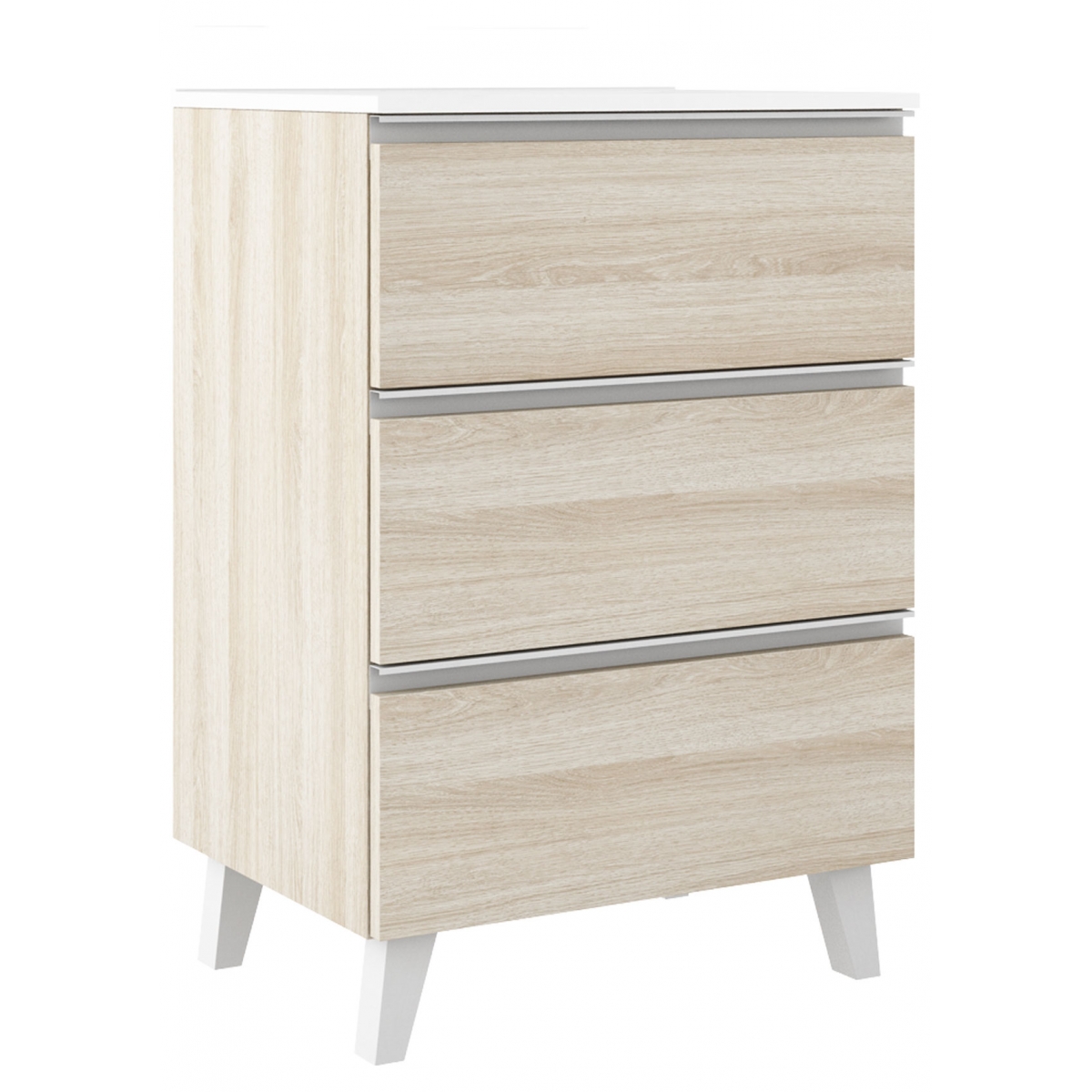 60 cm floor bathroom furniture with 3 drawers with integrated sink raw finish Model Granada9