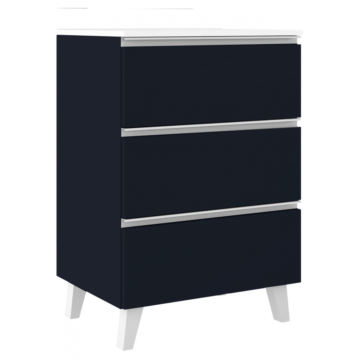 Mueble de baño de suelo de 60 cm con 3 cajones con lavabo integrado acabado navy Modelo Granada0