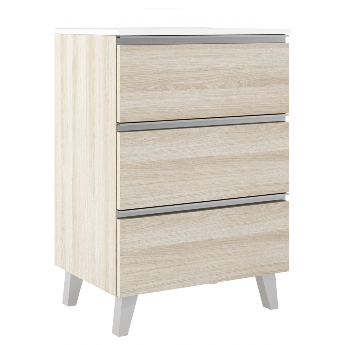 Mueble de baño de suelo de 60 cm con 3 cajones con lavabo integrado acabado crudo Modelo Granadaw