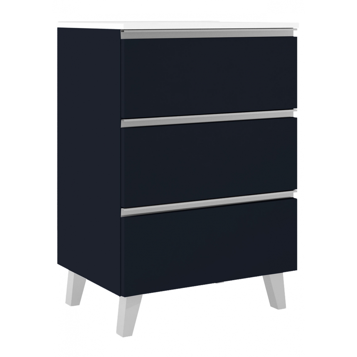 Mueble de baño de suelo de 60 cm con 3 cajones con lavabo integrado acabado navy Modelo Granadaw