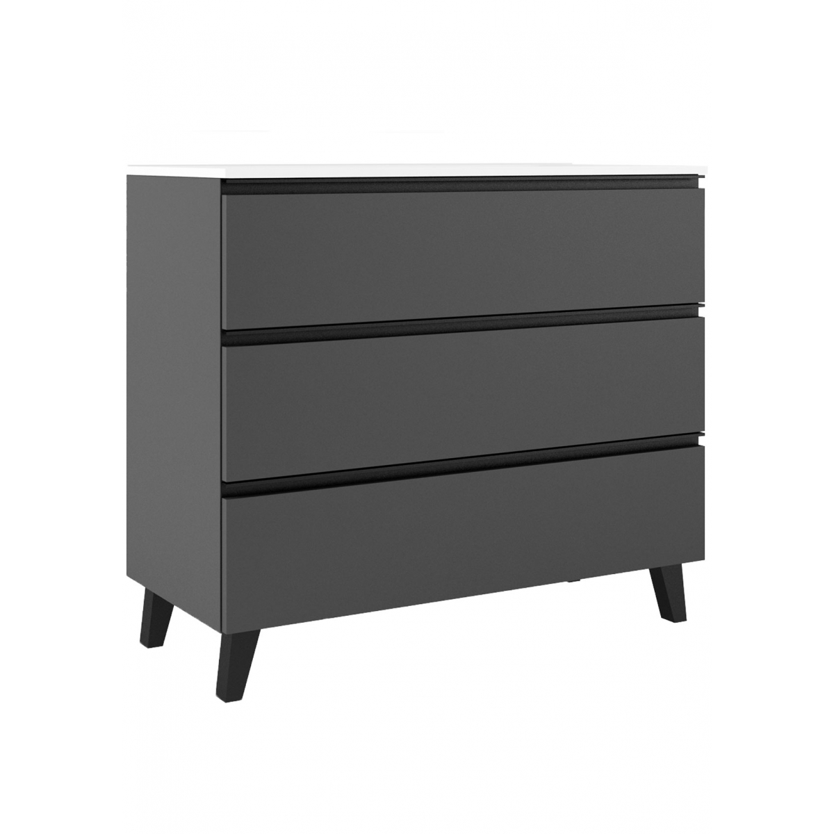 60 cm floor bathroom furniture with 3 drawers with countertop sink in ash color Model Granadaq