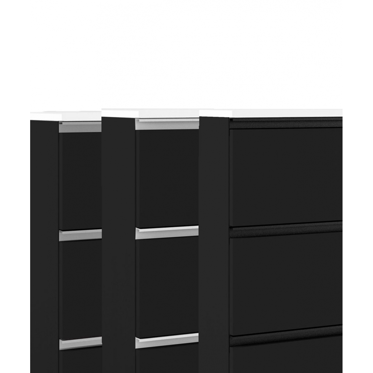 60 cm floor bathroom furniture with 3 drawers with countertop sink black finish Model Granadaw