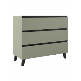 Mueble de baño de suelo de 100 cm con 3 cajones con lavabo integrado color musgo Modelo Granada