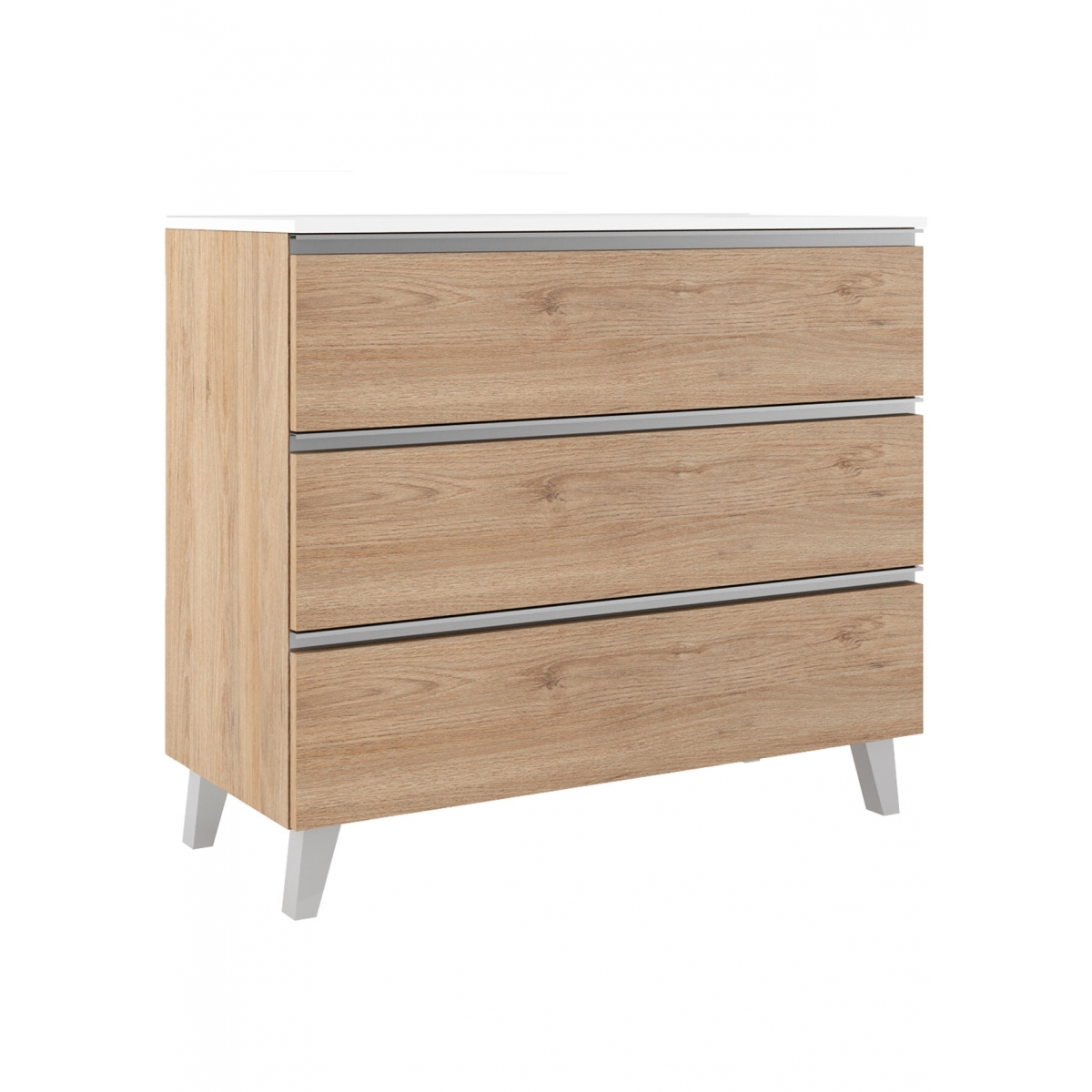 Badezimmermöbel mit 100 cm Boden, 3 Schubladen und integriertem Waschbecken, Zimtoberfläche, Modell Granada9