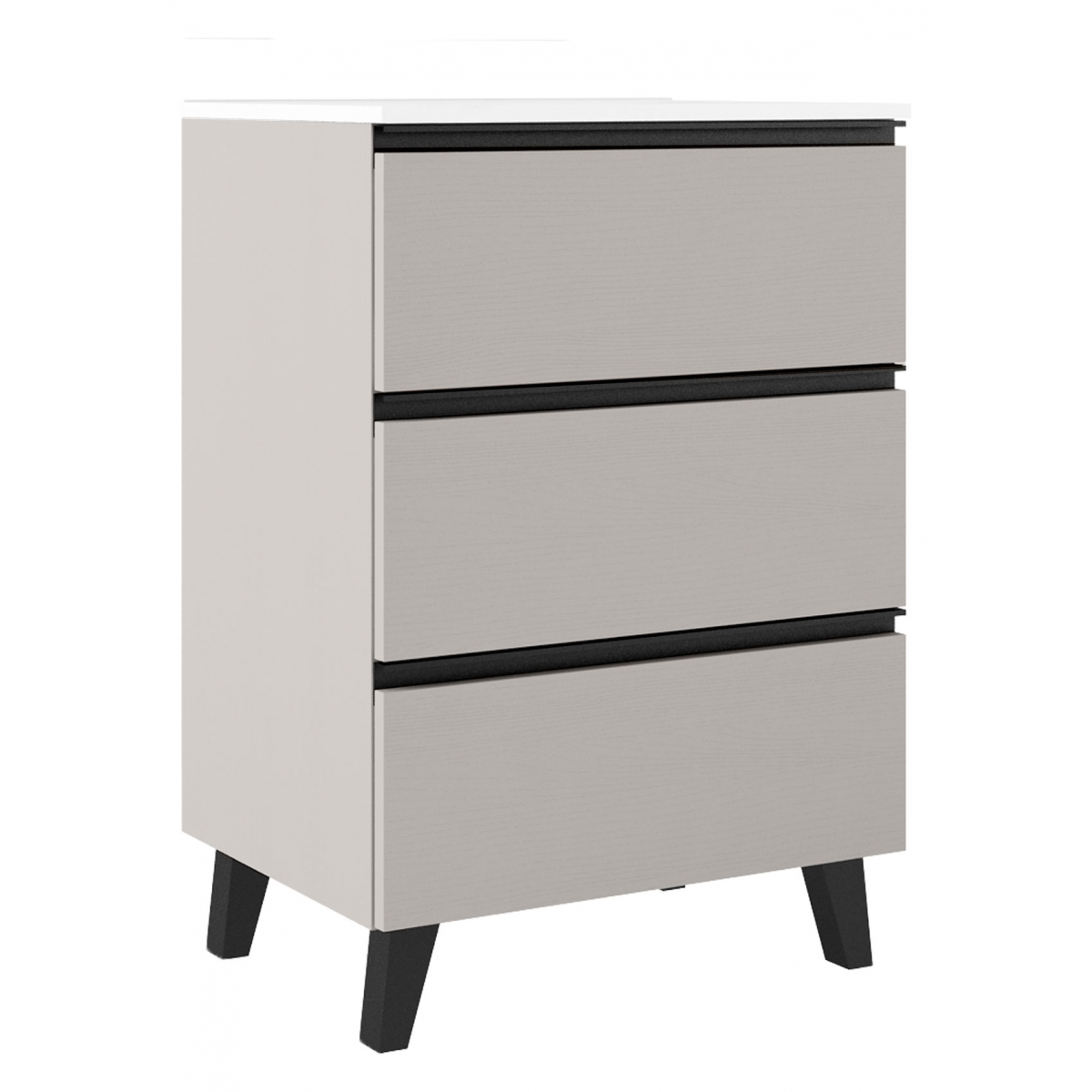 Mueble de baño de suelo de 100 cm con 3 cajones con lavabo integrado acabado cotton Modelo Granadaz