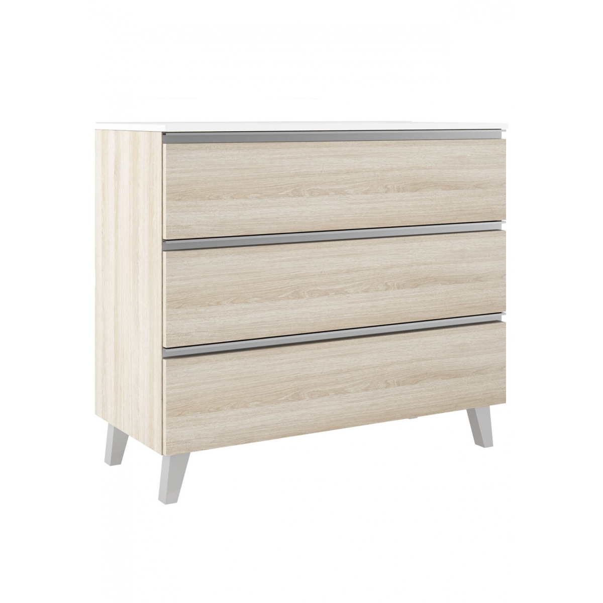 100 cm floor bathroom furniture with 3 drawers with countertop sink raw finish Model Granada9