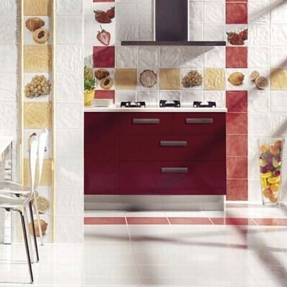 Vitta Rosso (Caja 1 m2) - Baldosa cerámica interior Pasta roja Efecto Agua