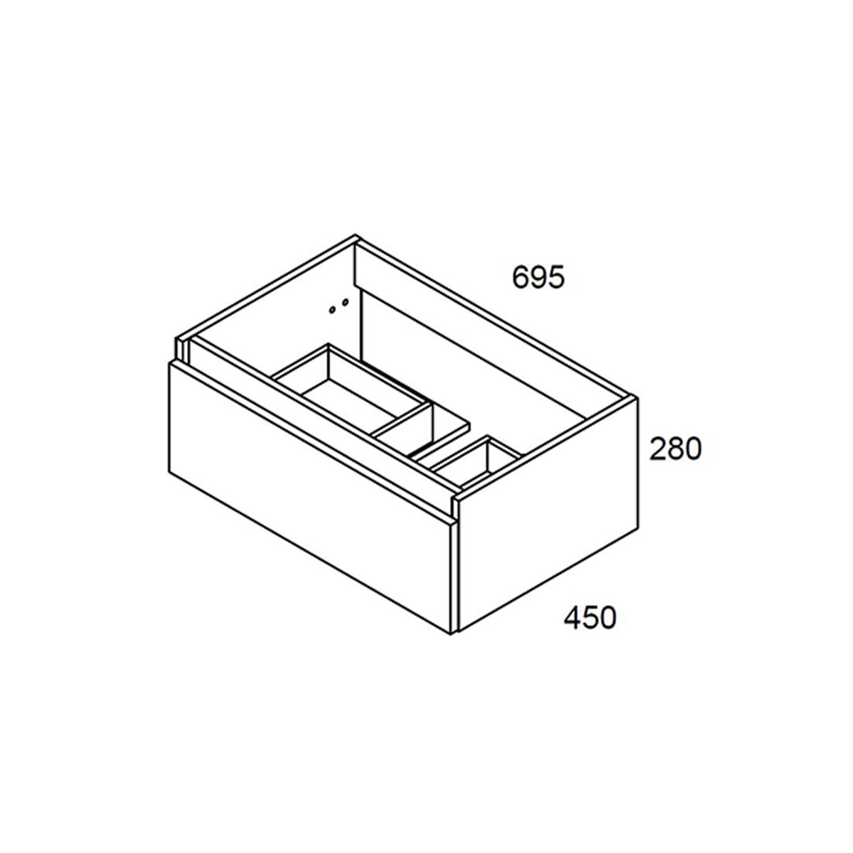 Wall-hung bathroom furniture with integrated sink Model Boxr