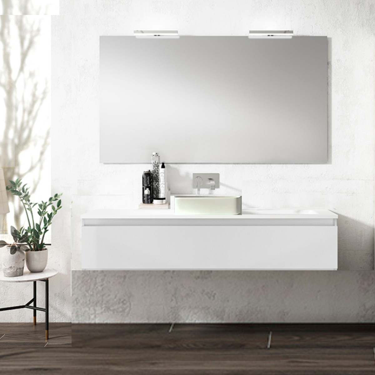 Wall-mounted bathroom furniture with countertop sink Model 1Box