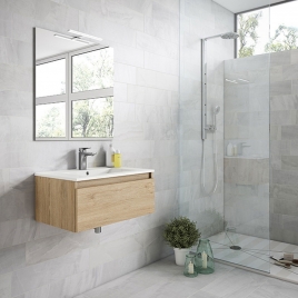 Foto de Mueble de baño suspendido con lavabo integrado 40 cm alto Modelo Box
