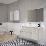 Suspended bathroom furniture with integrated sink with 2 drawers and 1 door Box Model