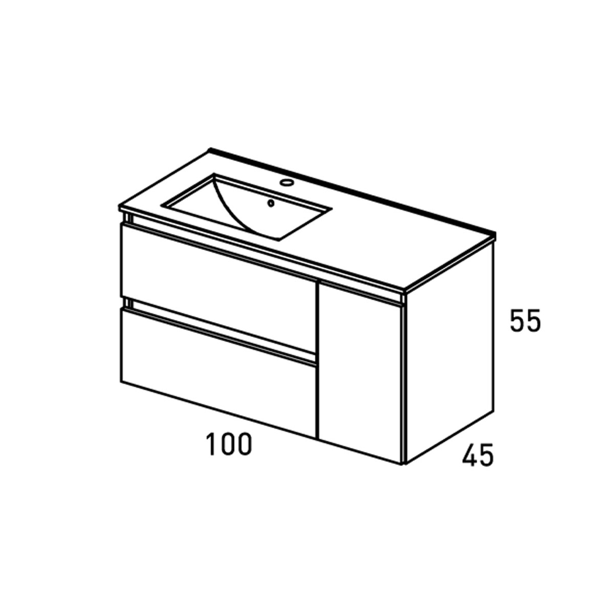 Meuble de salle de bain avec lavabo intégré 100cm