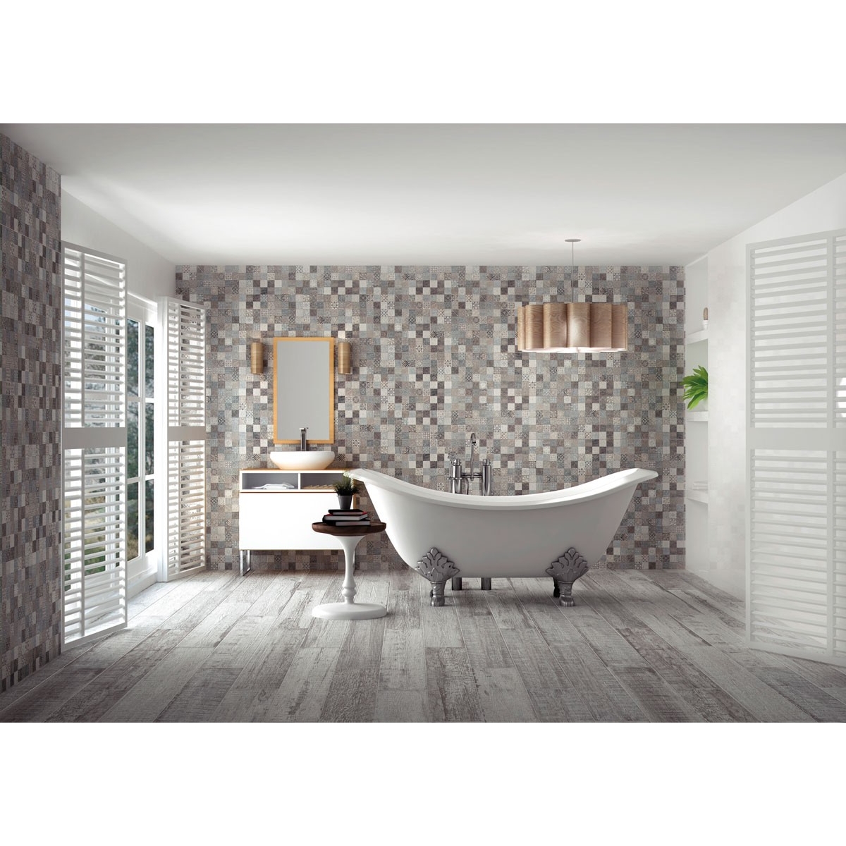 Origin Grey Imitation wood porcelain slabs