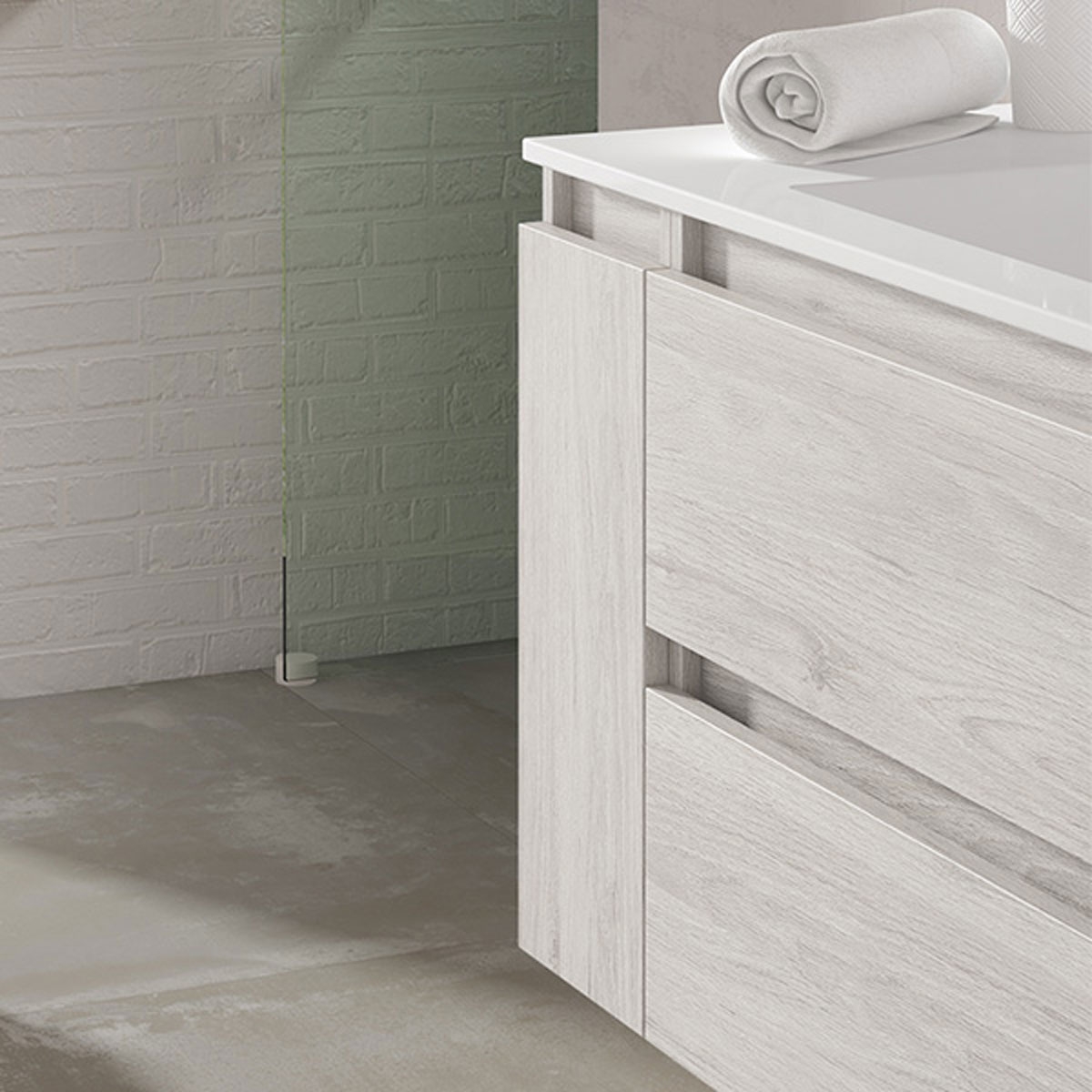 Bathroom furniture with integrated washbasin white4