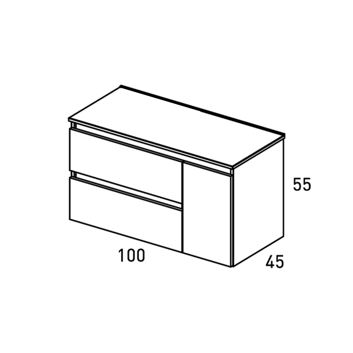 Bathroom furniture with countertop sink size 100cm