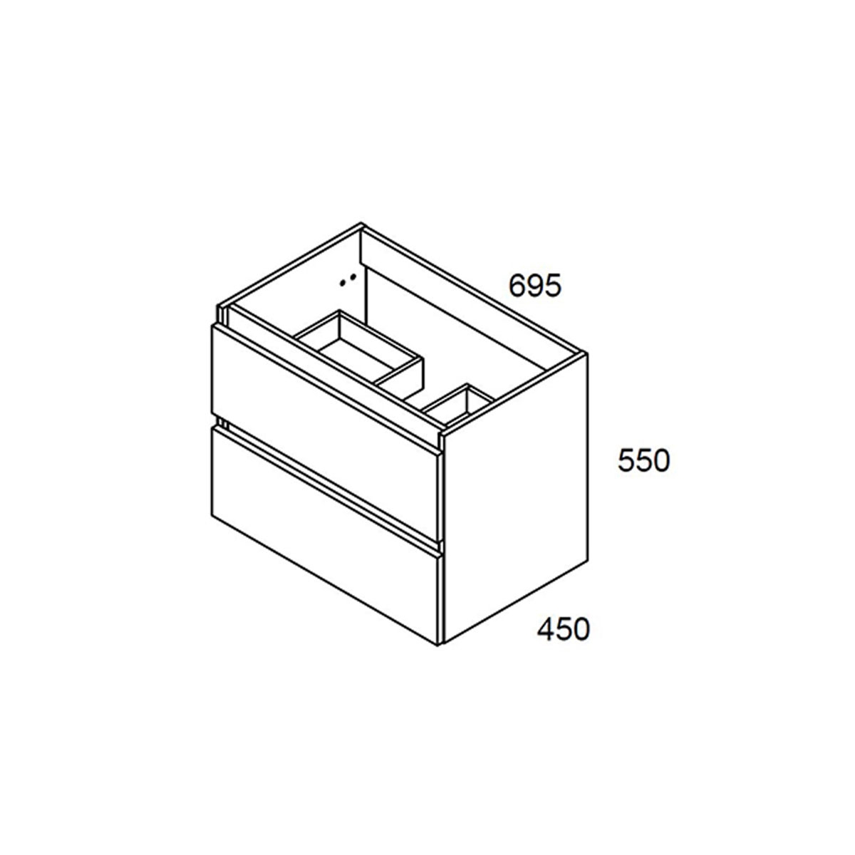 Meuble de salle de bain avec lavabo intégré 70cm